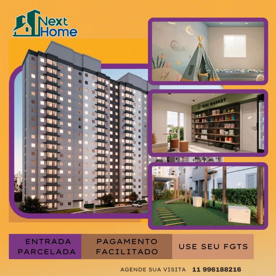 Torre residencial com brinquedoteca, mini market e playground em destaque